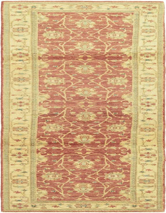 A 10 ft red runner rug with a traditional botanical and tribal pattern, featuring intricate floral motifs and a cream border.