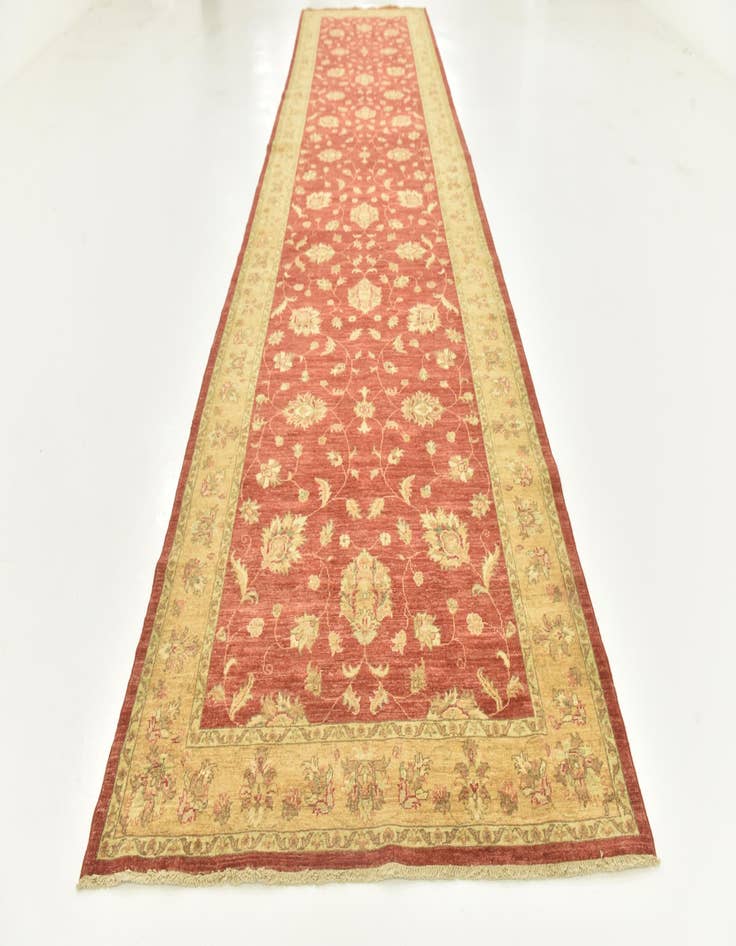 Detail image of  4' 10 x 19' 3  Hand Knotted Peshawar Ziegler Runner Rug