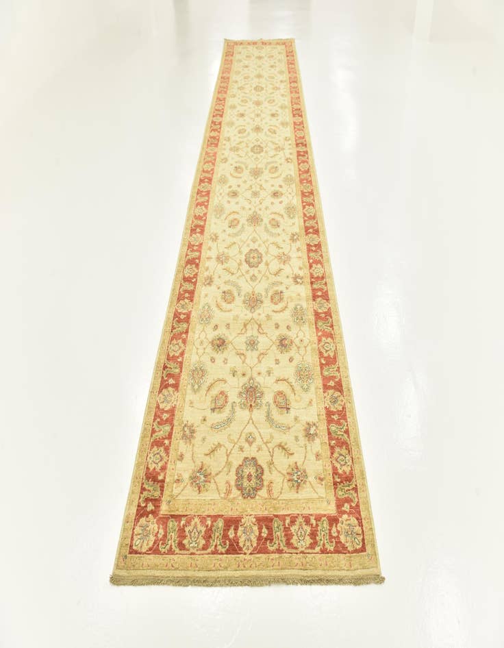 Detail image of  3' 10 x 17' 5  Hand Knotted Peshawar Ziegler Runner Rug