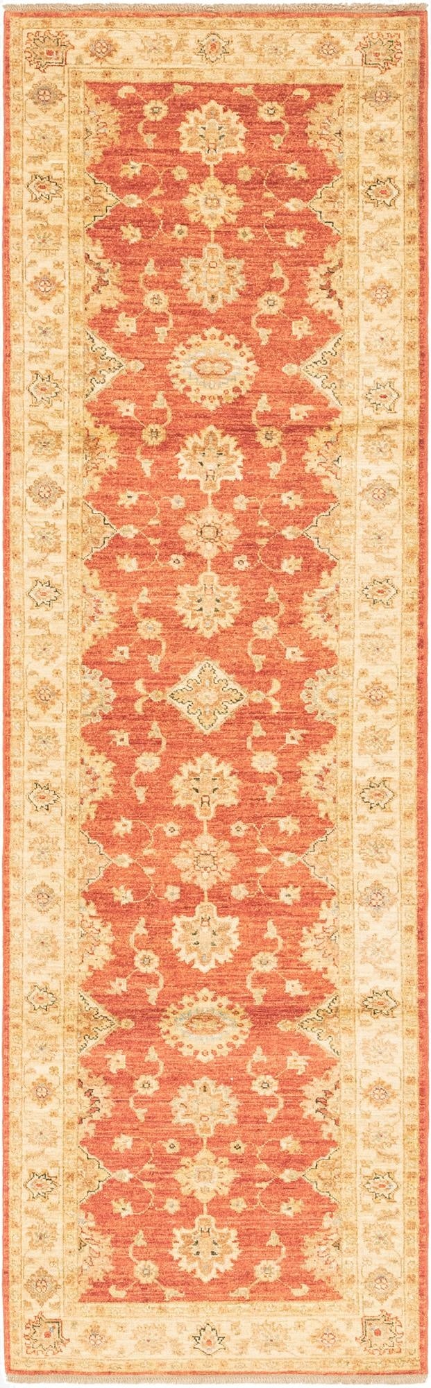  2' 9 x 9' 9  Hand Knotted Peshawar Ziegler Runner Rug
