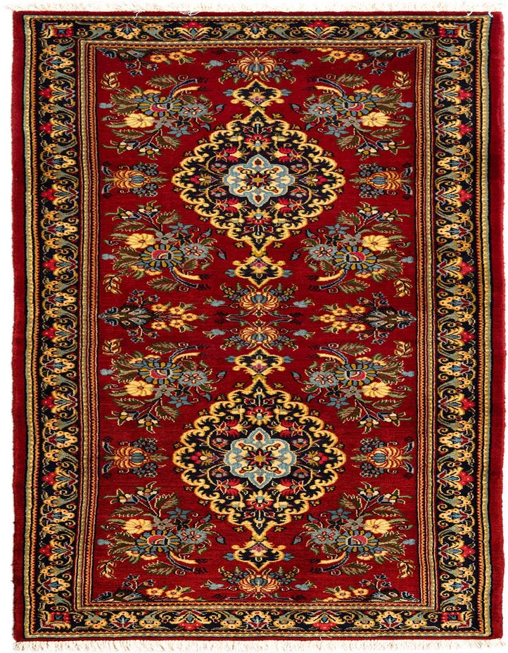  2' 9 x 6' 9  Hand Knotted Qom Persian Runner Rug