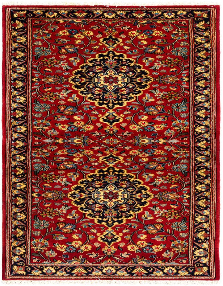  2' 7 x 6' 8  Hand Knotted Qom Persian Runner Rug