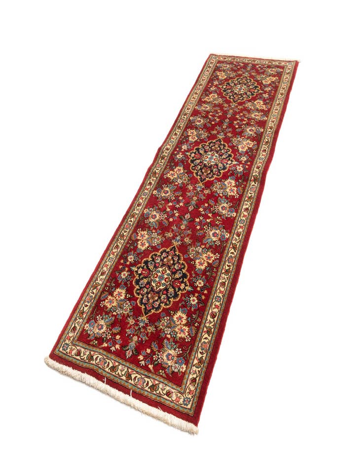 Detail image of  2' 6 x 7' 5  Hand Knotted Qom Persian Runner Rug