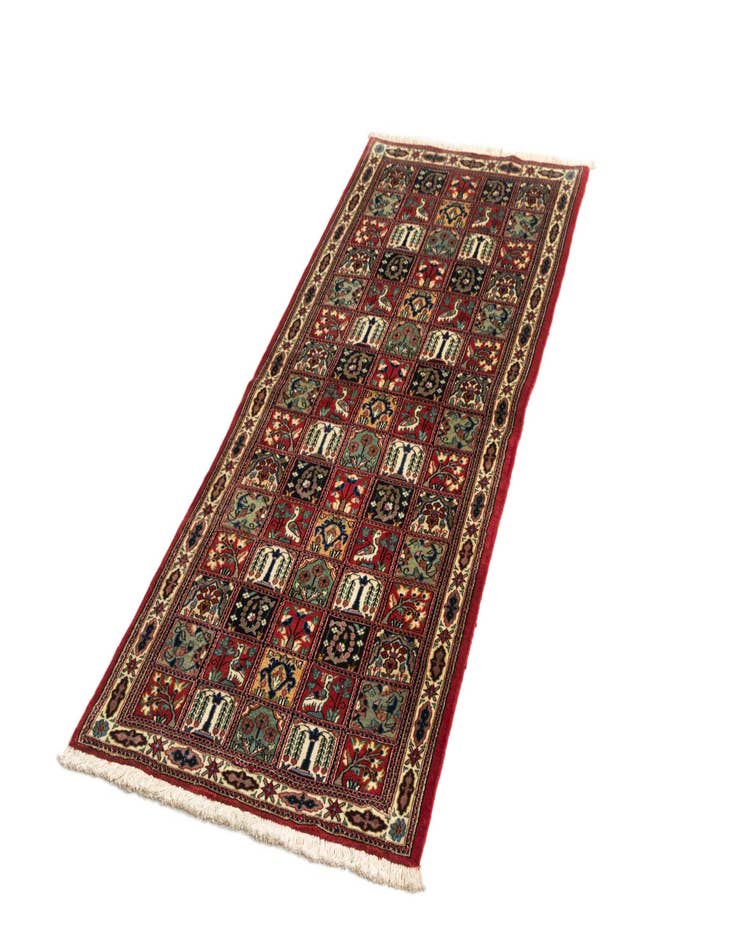 Detail image of  2' 7 x 6' 5  Hand Knotted Qom Persian Runner Rug