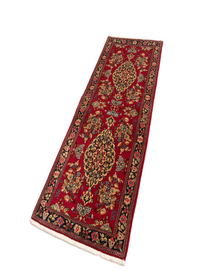 Detail image of  2' 7 x 6' 4  Hand Knotted Qom Persian Runner Rug