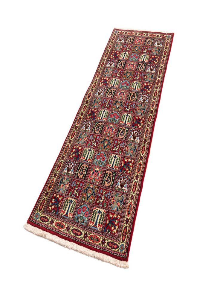 Detail image of  2' 7 x 6' 6  Hand Knotted Qom Persian Runner Rug