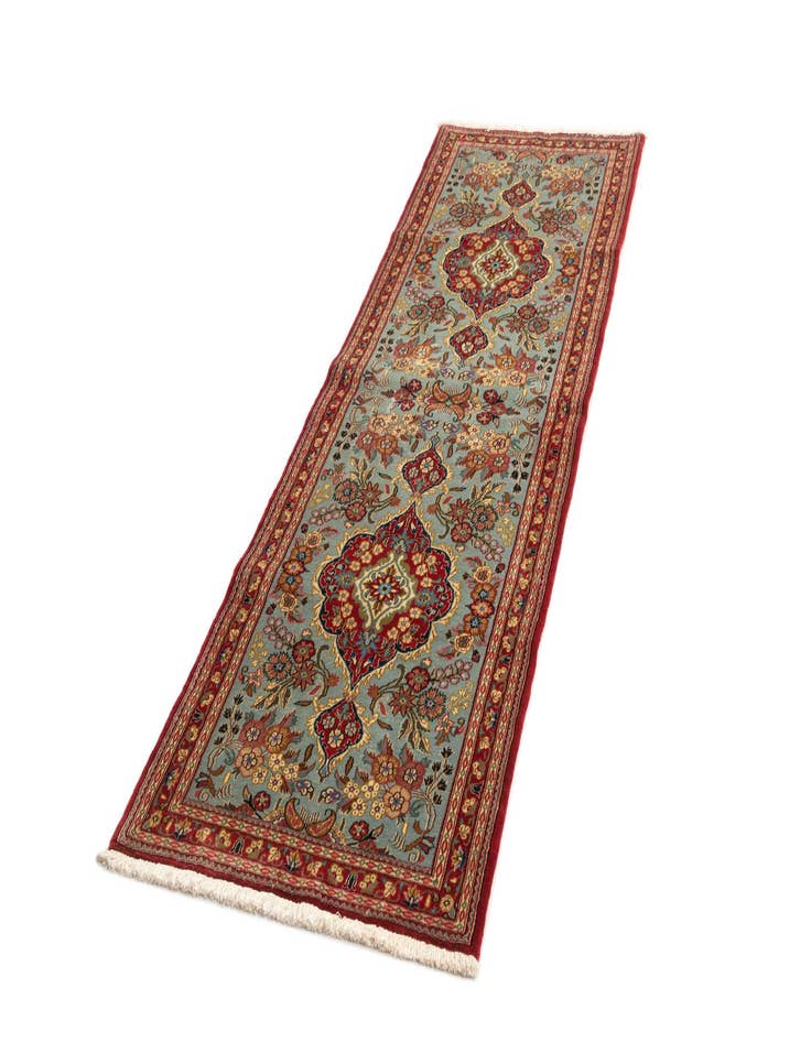 Detail image of  2' 7 x 7' 9  Hand Knotted Qom Persian Runner Rug