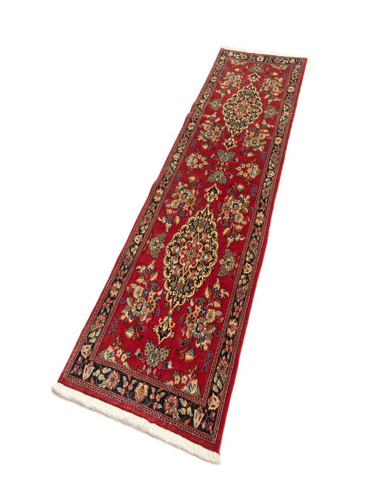 Detail image of  2' 6 x 8' 1  Hand Knotted Qom Persian Runner Rug