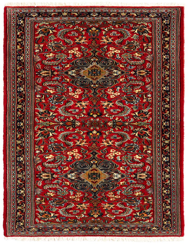  2' 8 x 6' 4  Hand Knotted Qom Persian Runner Rug