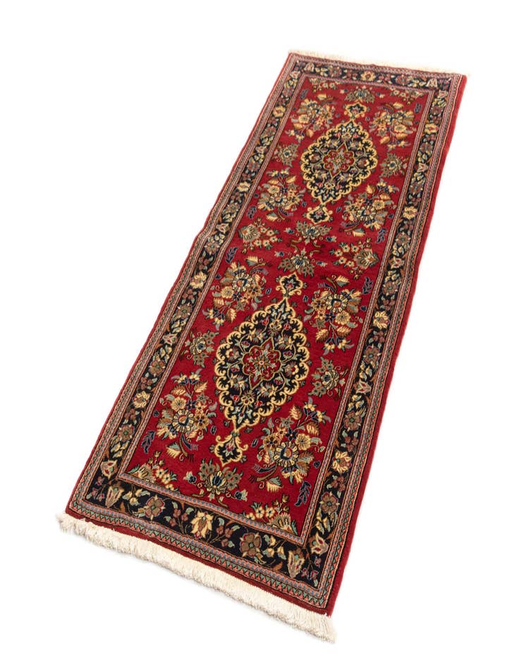 Detail image of  2' 9 x 6' 2  Hand Knotted Qom Persian Runner Rug