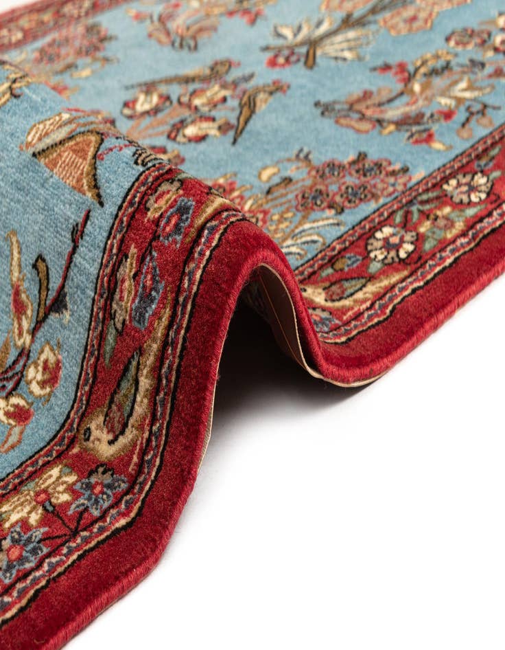 Detail image of  2' 7 x 13' 6  Hand Knotted Qom Persian Runner Rug