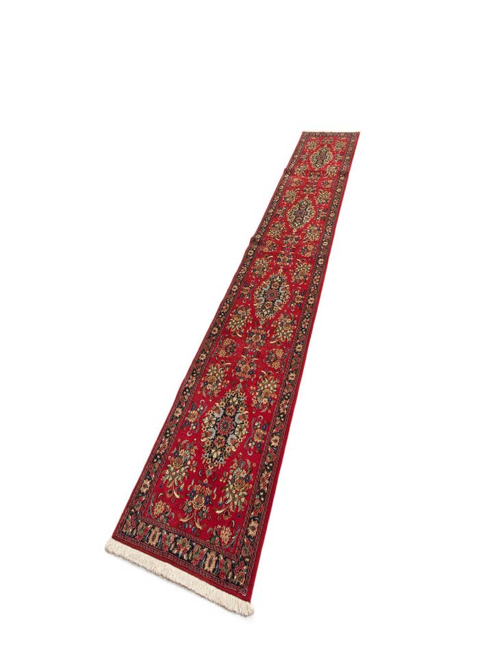 Detail image of  2' 7 x 13' 7  Hand Knotted Qom Persian Runner Rug