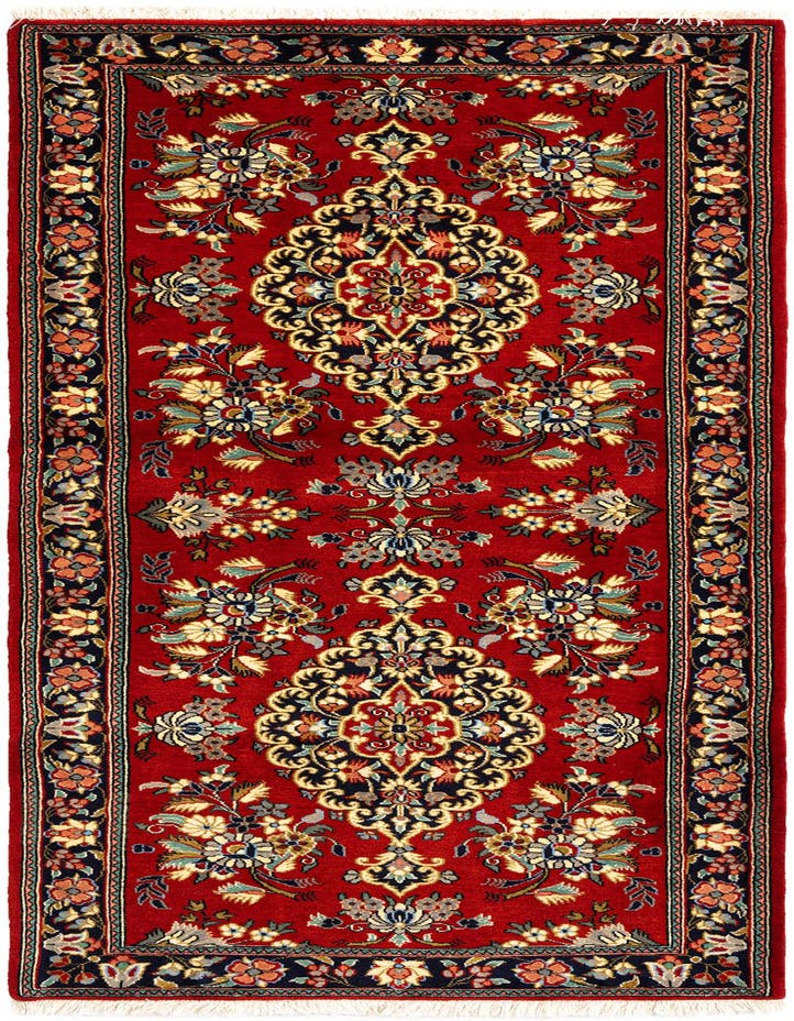  2' 8 x 6' 8  Hand Knotted Qom Persian Runner Rug
