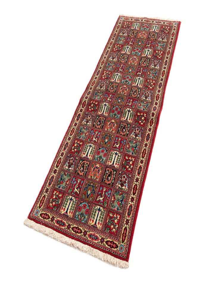 Detail image of  2' 7 x 6' 7  Hand Knotted Qom Persian Runner Rug