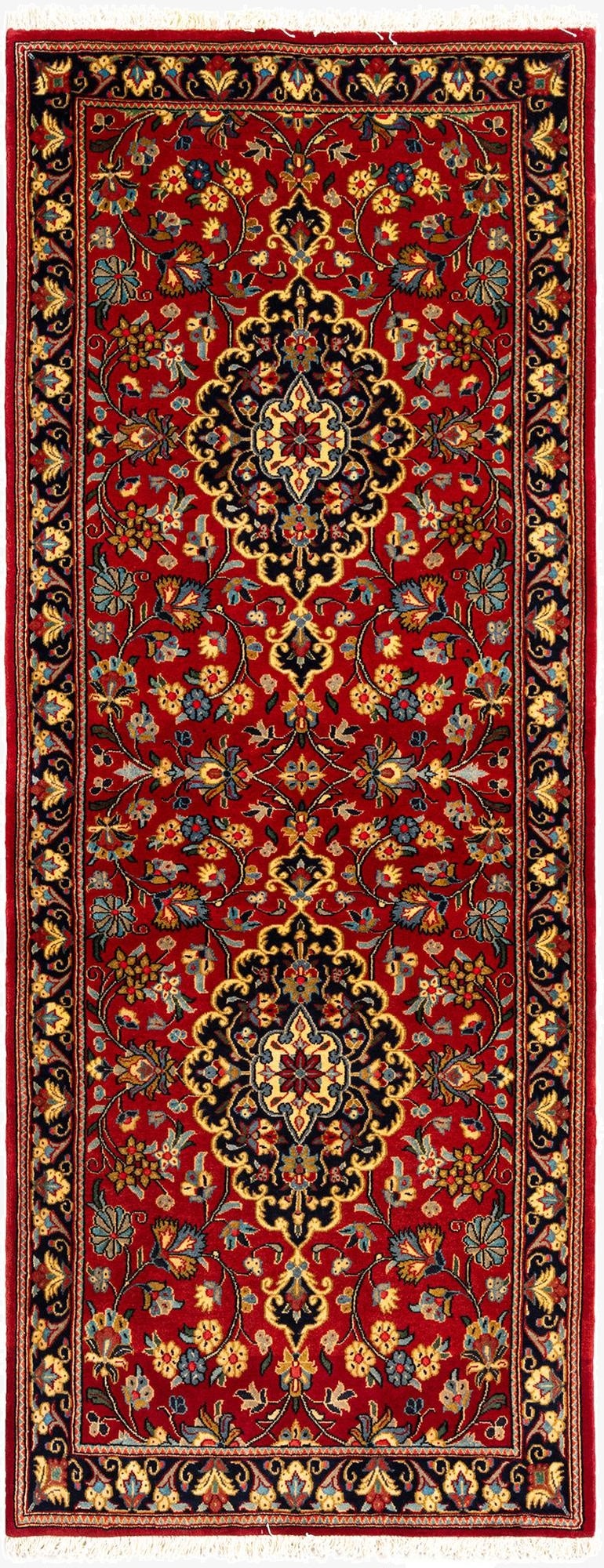  2' 7 x 6' 8  Hand Knotted Qom Persian Runner Rug