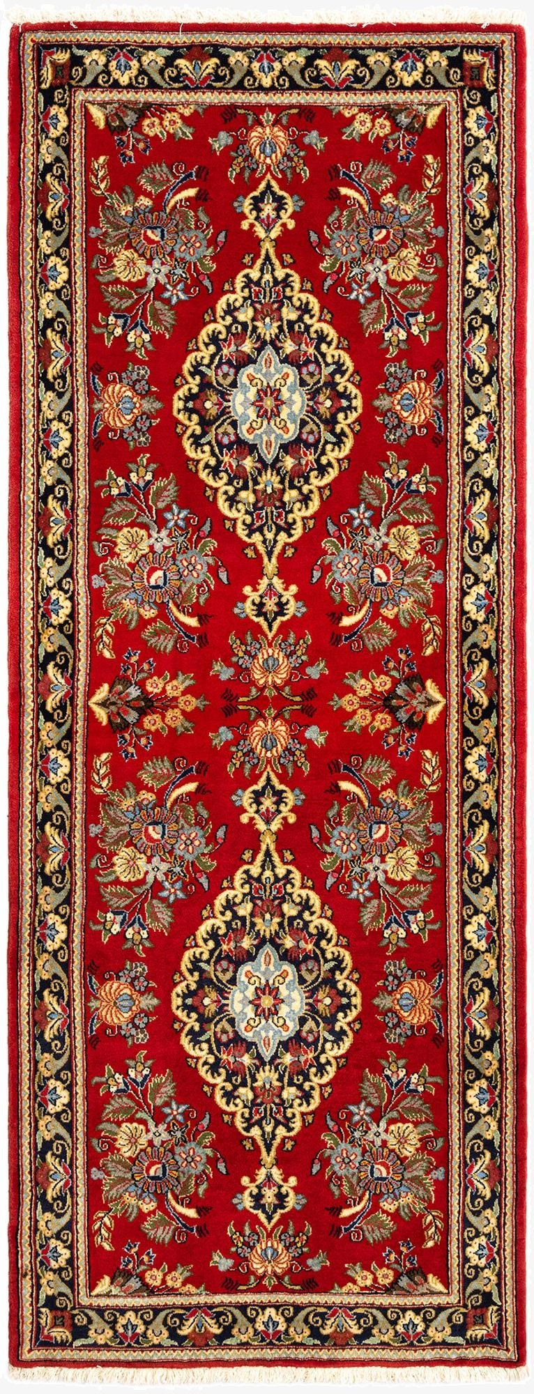  2' 7 x 6' 10  Hand Knotted Qom Persian Runner Rug
