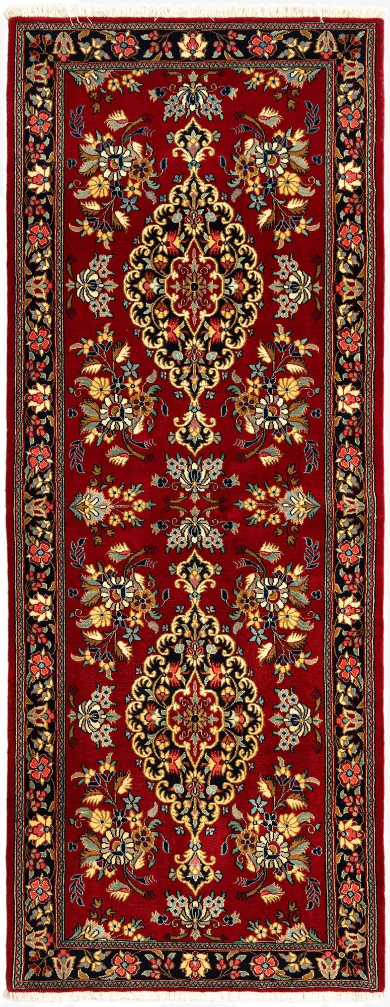  2' 8 x 6' 11  Hand Knotted Qom Persian Runner Rug