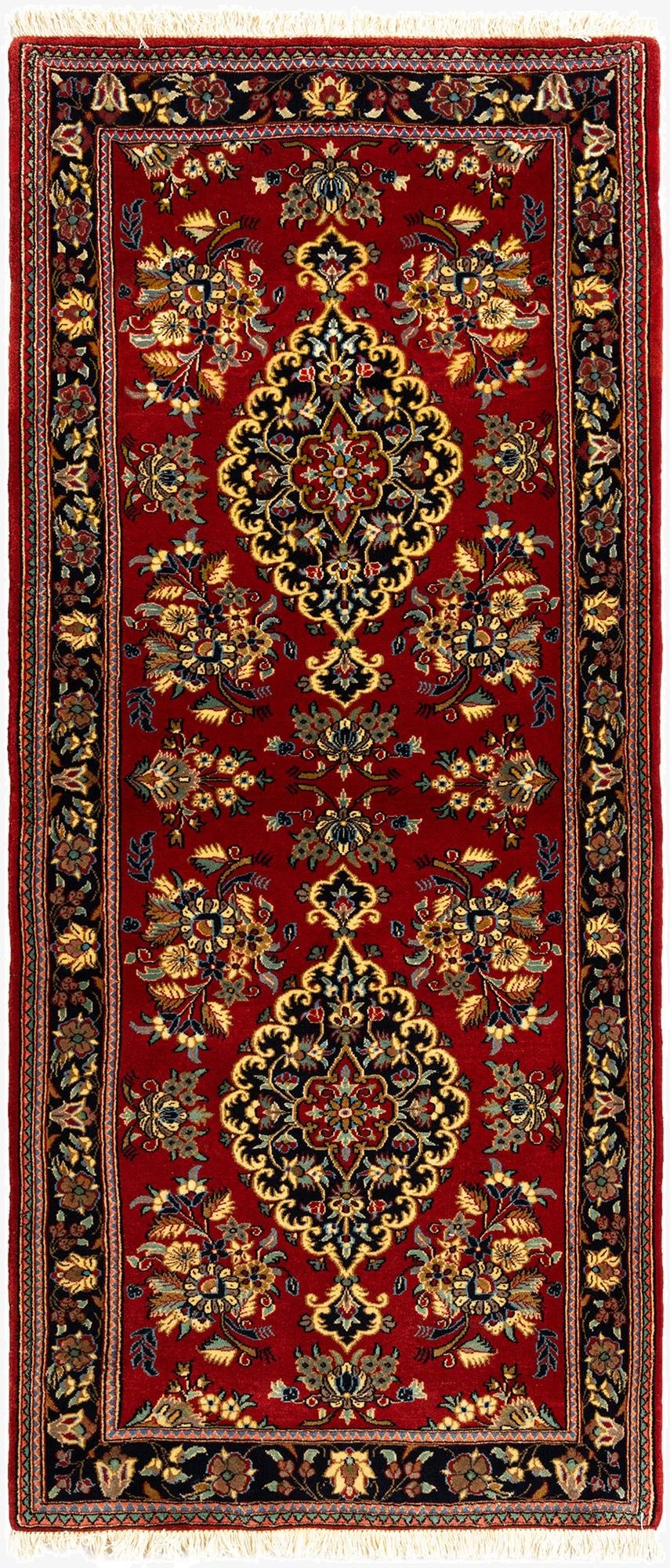  2' 9 x 6' 2  Hand Knotted Qom Persian Runner Rug
