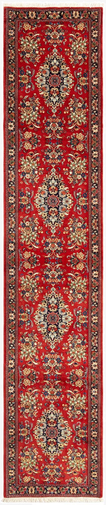  2' 8 x 13' 1  Hand Knotted Qom Persian Runner Rug