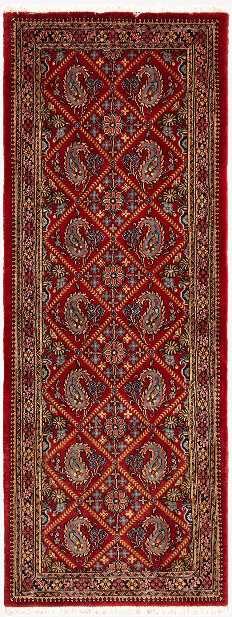  2' 4 x 6' 5  Hand Knotted Qom Persian Runner Rug