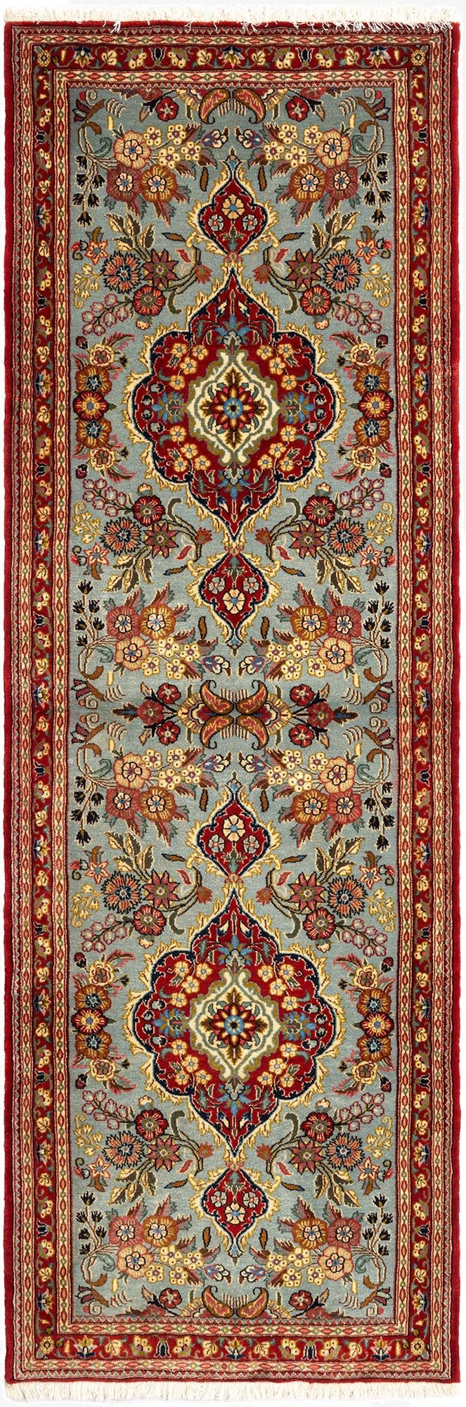  2' 7 x 7' 9  Hand Knotted Qom Persian Runner Rug