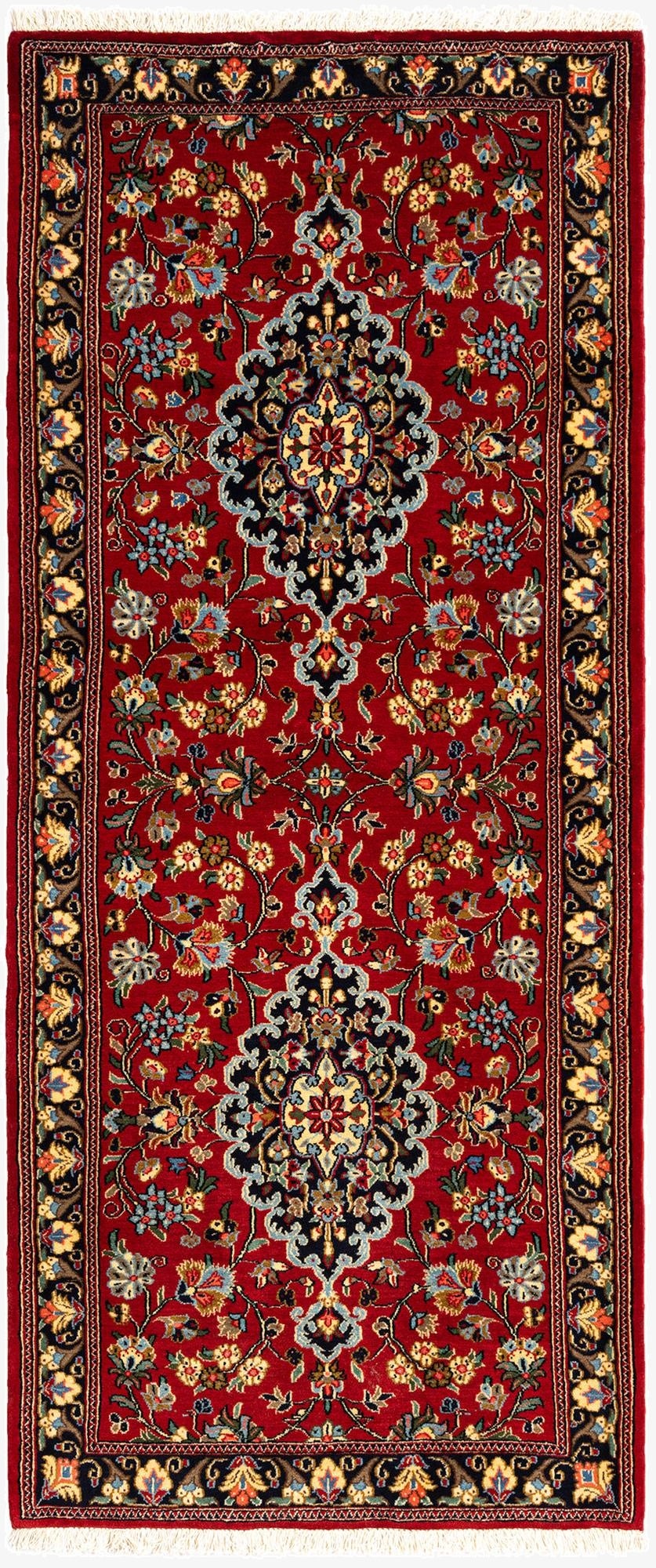  2' 9 x 6' 5  Hand Knotted Qom Persian Runner Rug