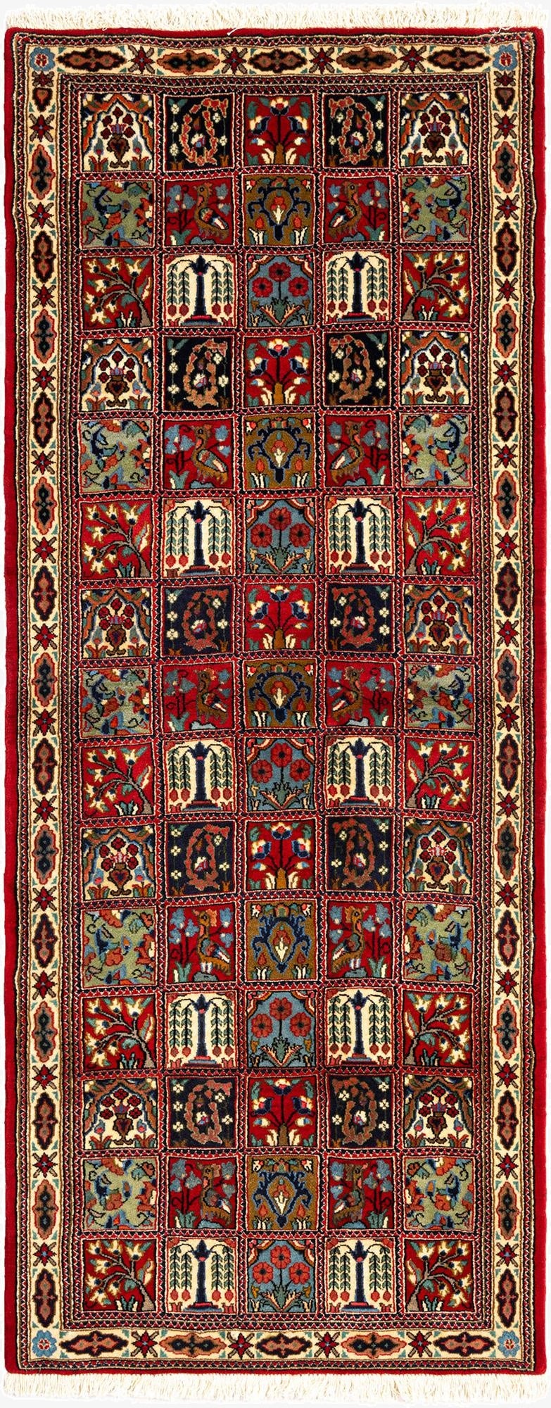  2' 7 x 6' 5  Hand Knotted Qom Persian Runner Rug