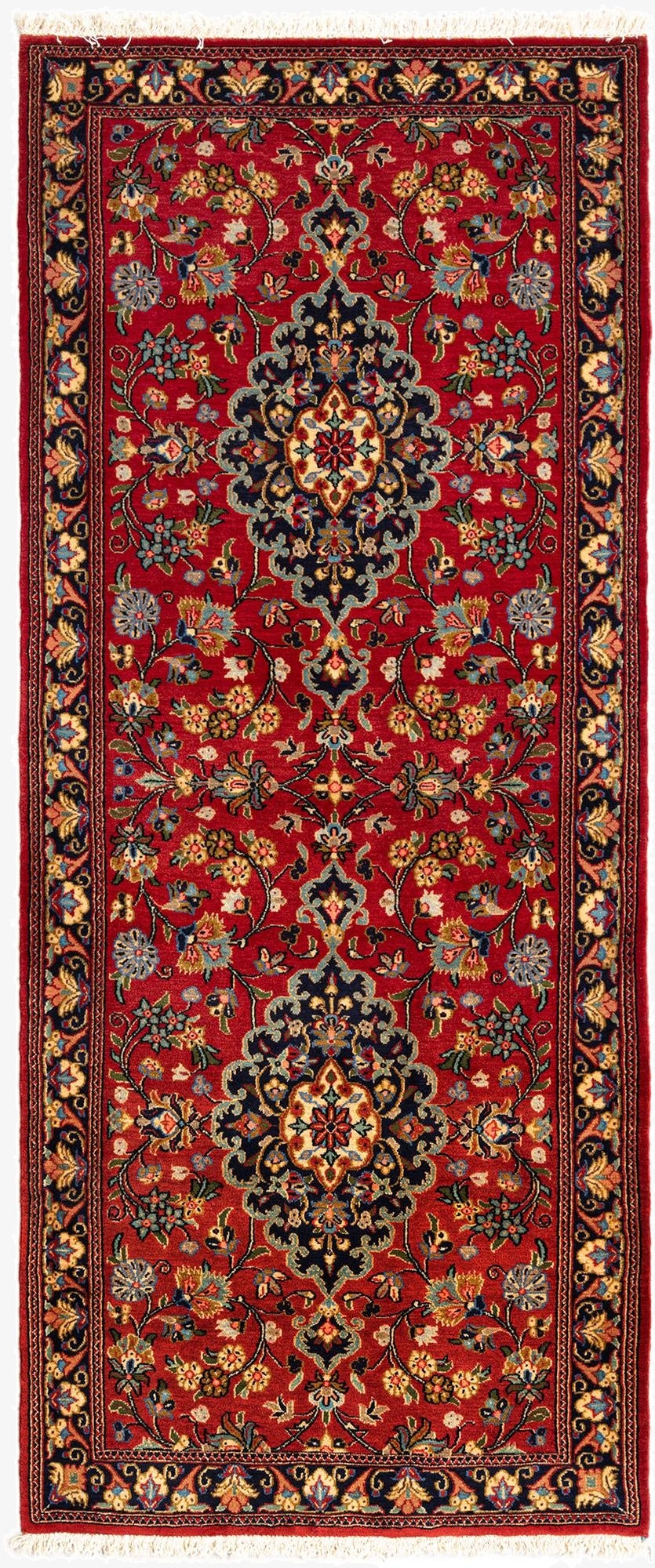  2' 8 x 6' 6  Hand Knotted Qom Persian Runner Rug