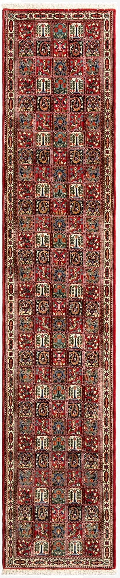  2' 8 x 13' 1  Hand Knotted Qom Persian Runner Rug