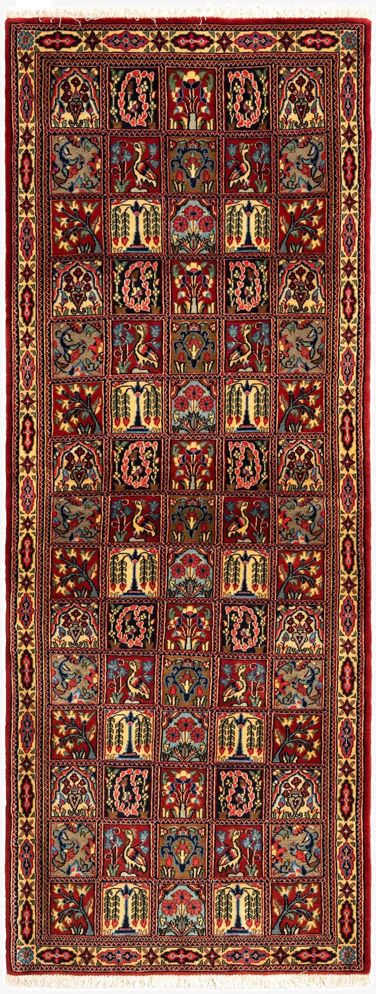  2' 6 x 6' 5  Hand Knotted Qom Persian Runner Rug