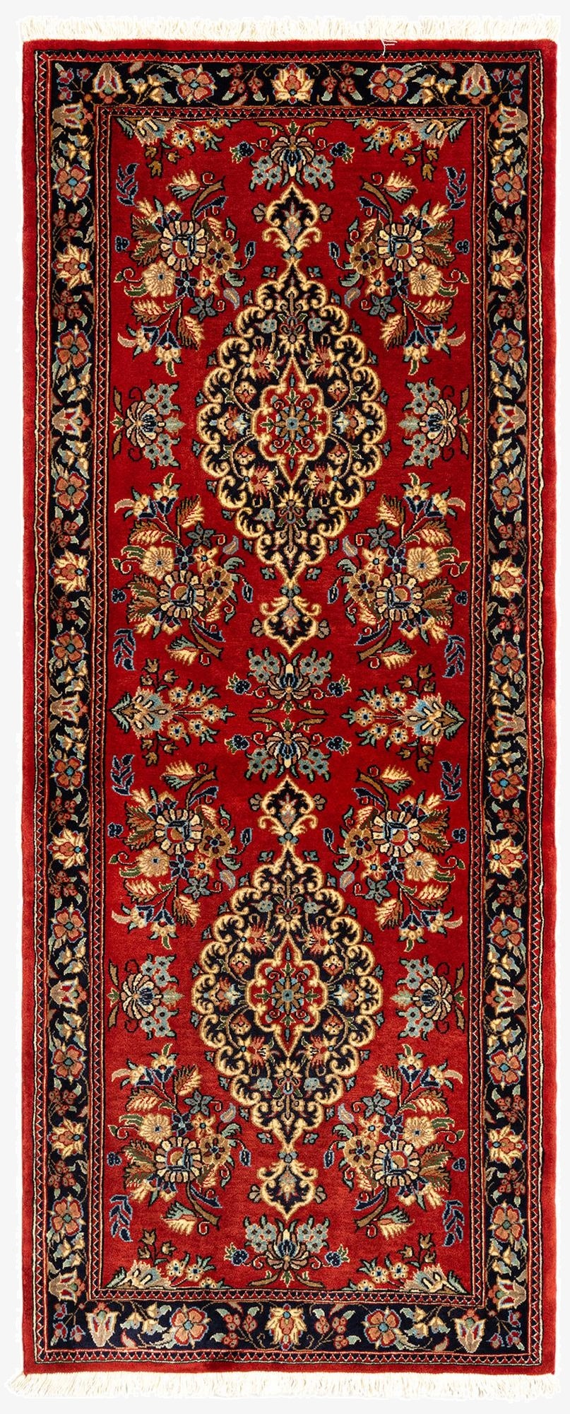  2' 7 x 6' 5  Hand Knotted Qom Persian Runner Rug
