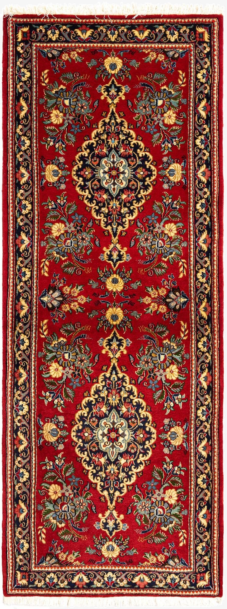  2' 6 x 6' 9  Hand Knotted Qom Persian Runner Rug