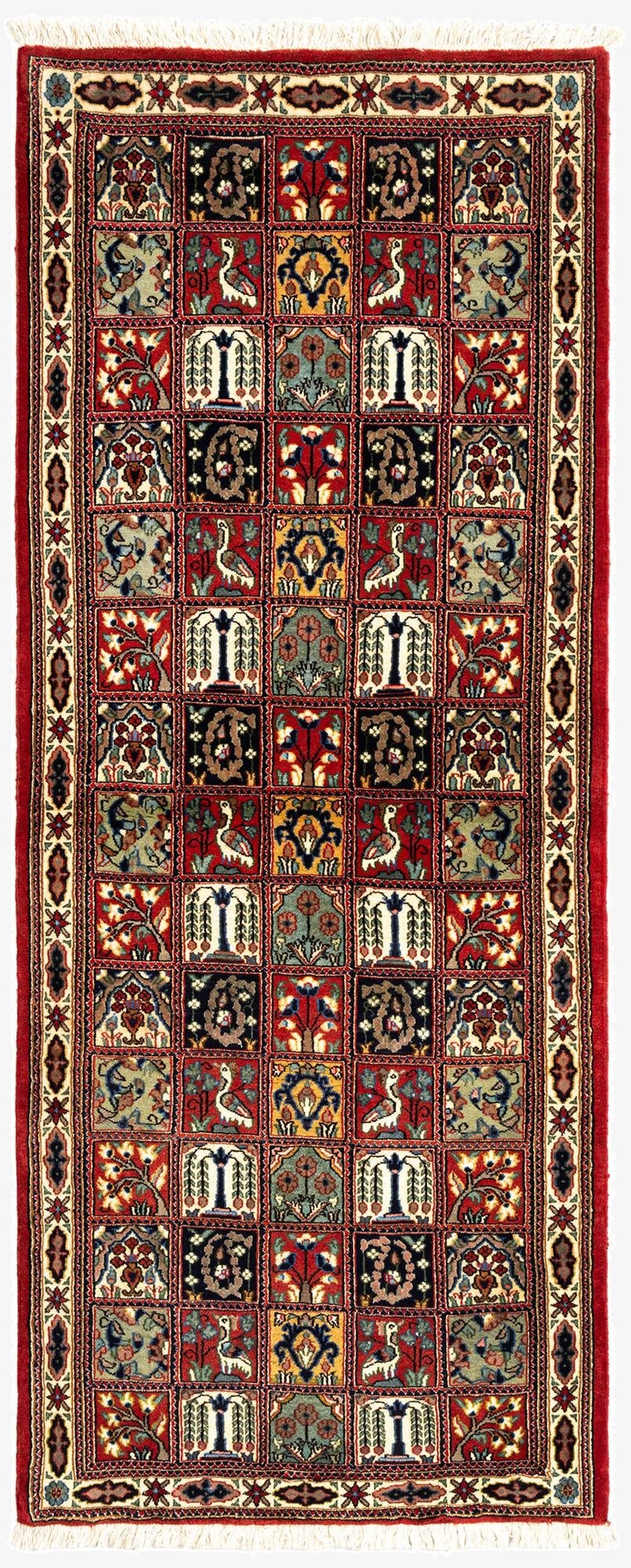 2' 7 x 6' 5  Hand Knotted Qom Persian Runner Rug