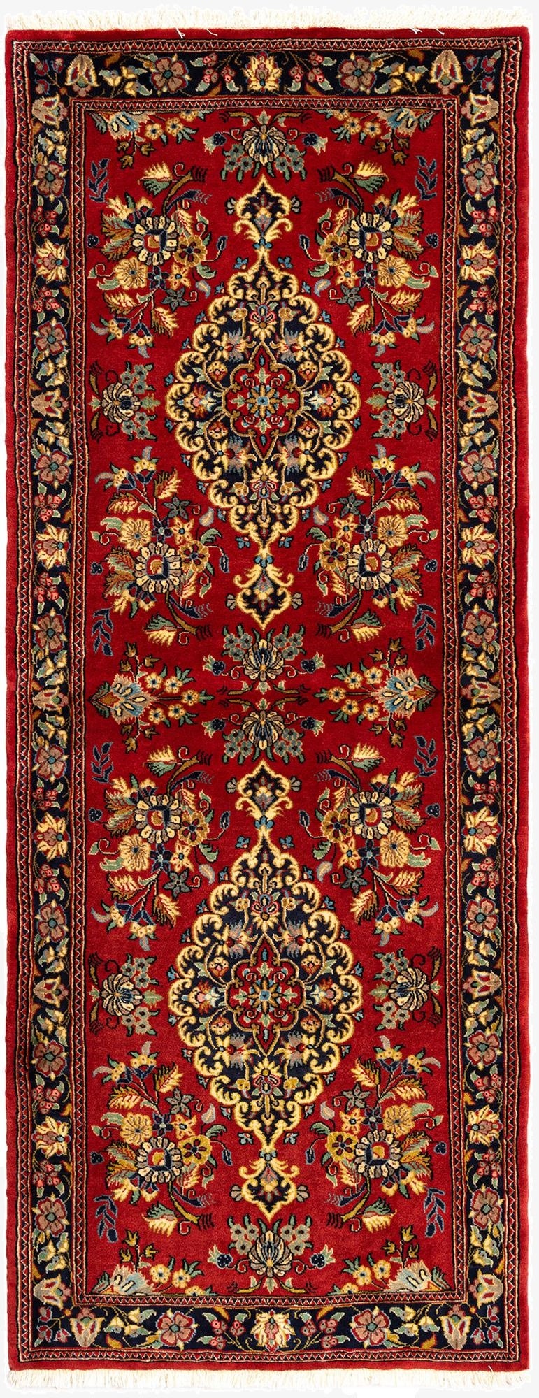  2' 8 x 6' 10  Hand Knotted Qom Persian Runner Rug