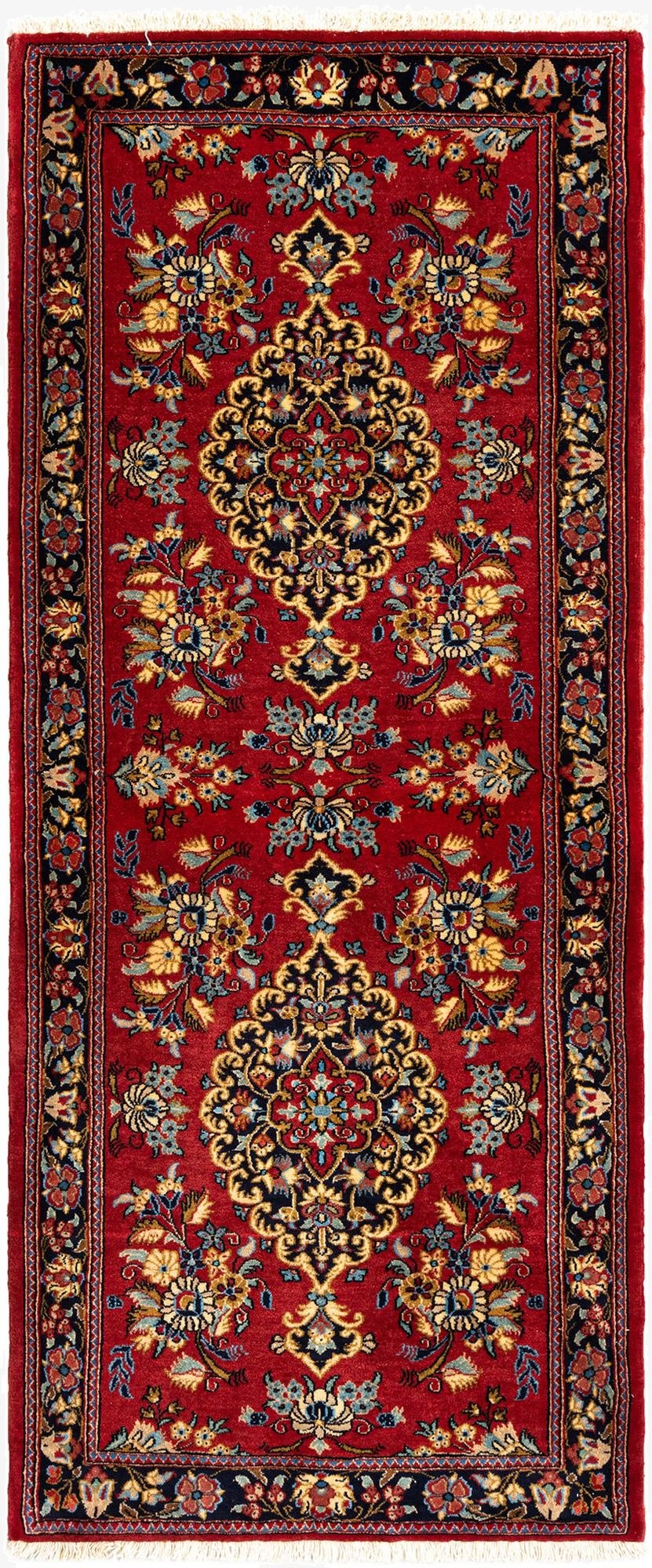  2' 9 x 6' 6  Hand Knotted Qom Persian Runner Rug