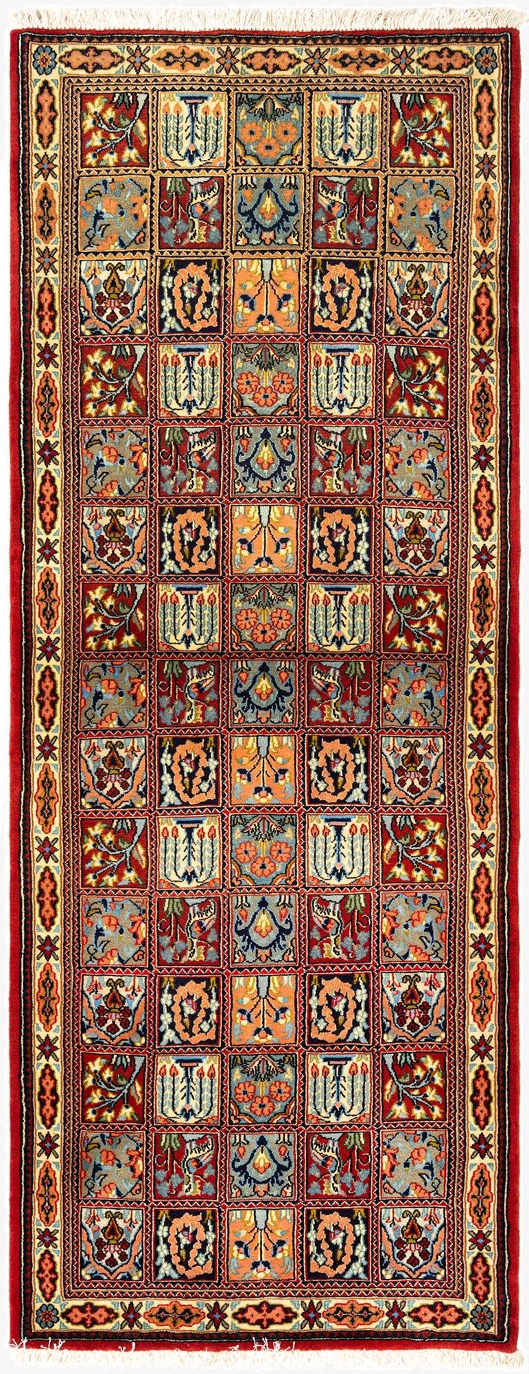  2' 6 x 6' 8  Hand Knotted Qom Persian Runner Rug