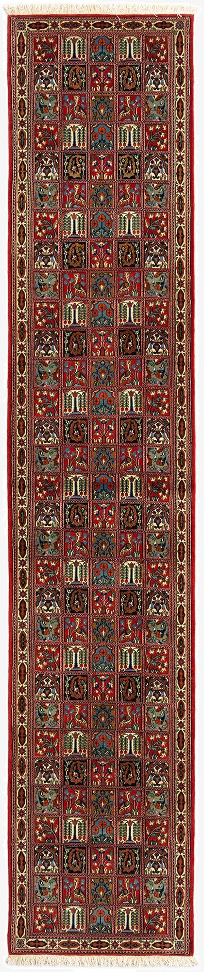  2' 7 x 13' 3  Hand Knotted Qom Persian Runner Rug