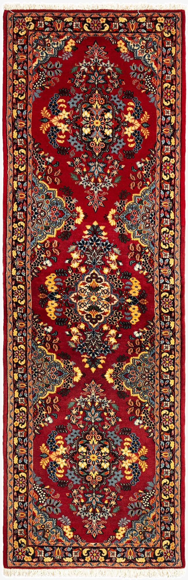  2' 2 x 6' 11  Hand Knotted Qom Persian Runner Rug