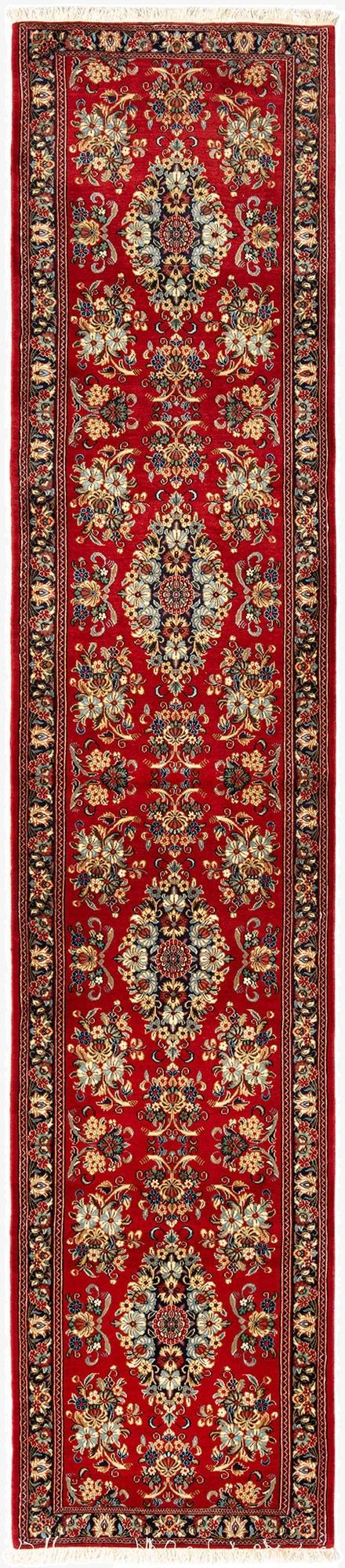  2' 8 x 12' 10  Hand Knotted Qom Persian Runner Rug
