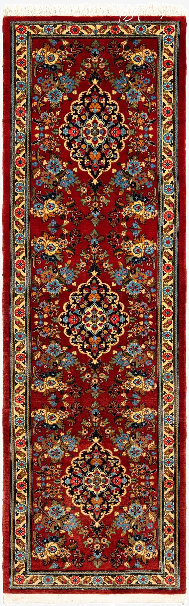  2' 6 x 7' 9  Hand Knotted Qom Persian Runner Rug
