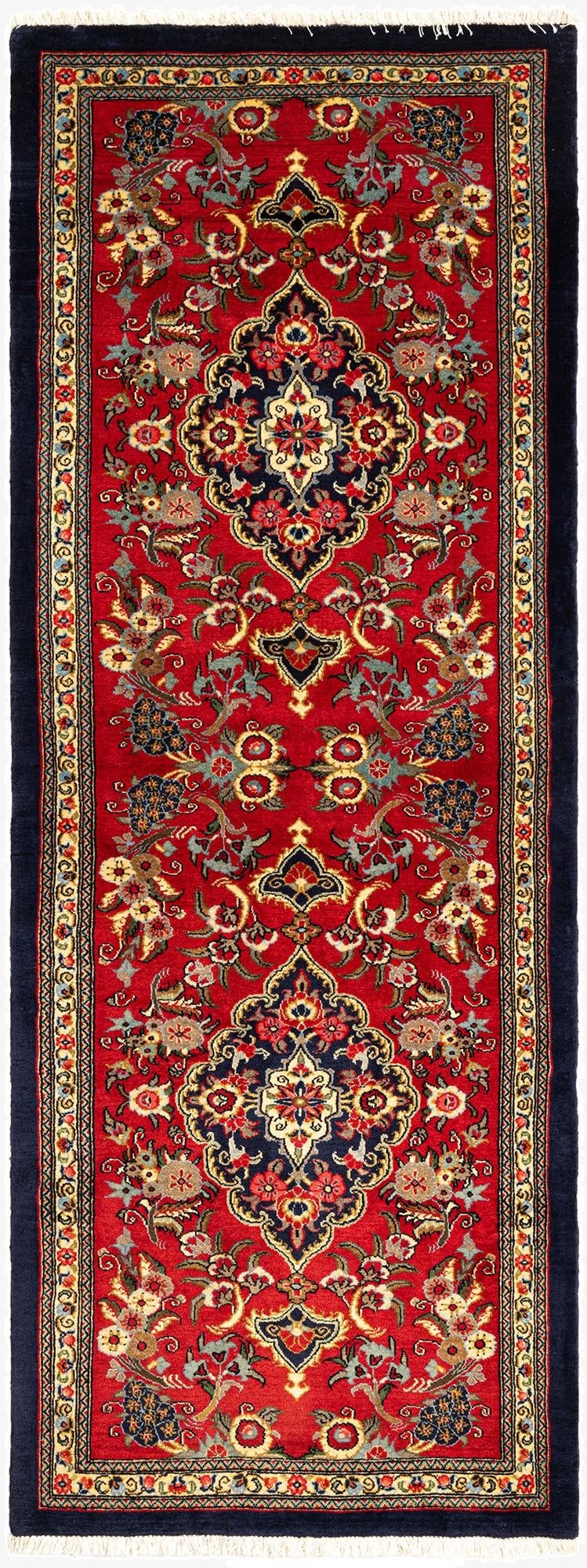  2' 7 x 6' 11  Hand Knotted Qom Persian Runner Rug