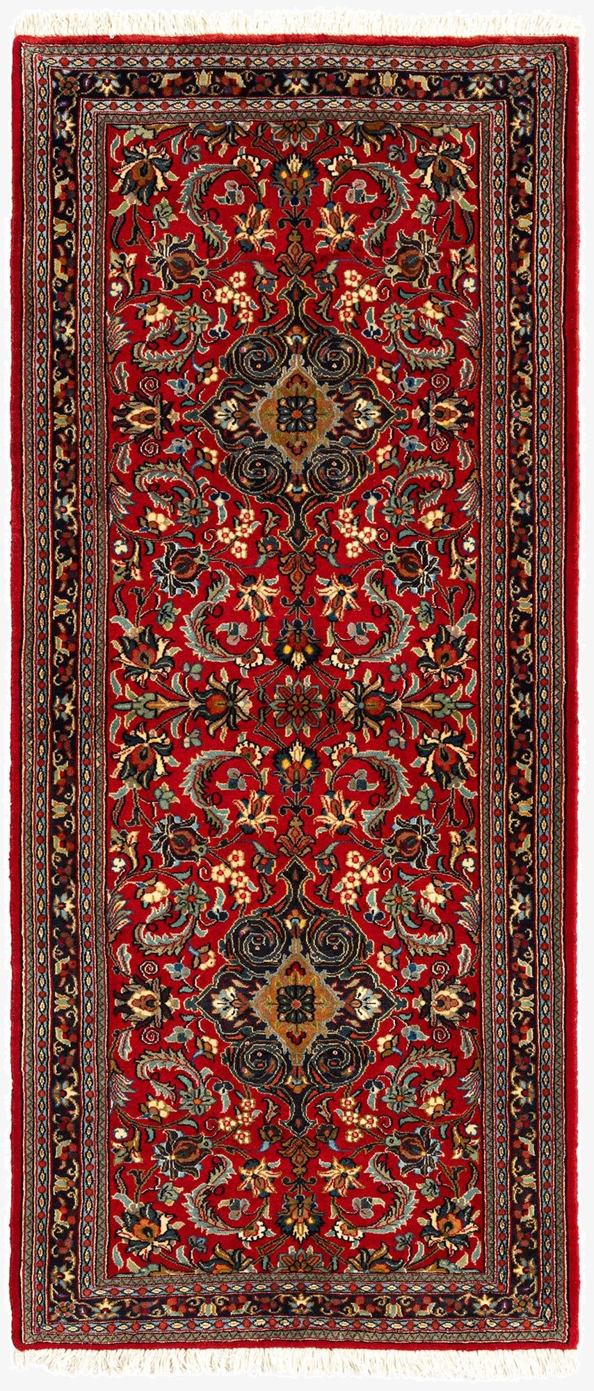  2' 8 x 6' 4  Hand Knotted Qom Persian Runner Rug
