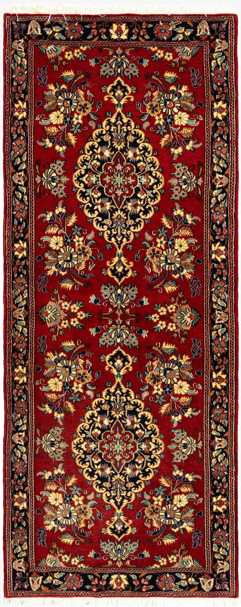  2' 7 x 6' 6  Hand Knotted Qom Persian Runner Rug