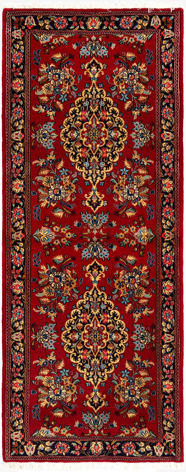  2' 7 x 6' 7  Hand Knotted Qom Persian Runner Rug