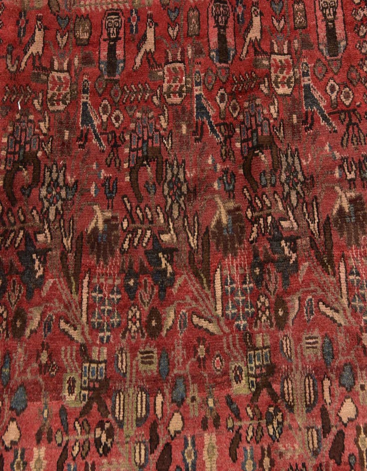 Detail image of  4' 8 x 13'  Hand Knotted Roodbar Persian Wool Runner Rug
