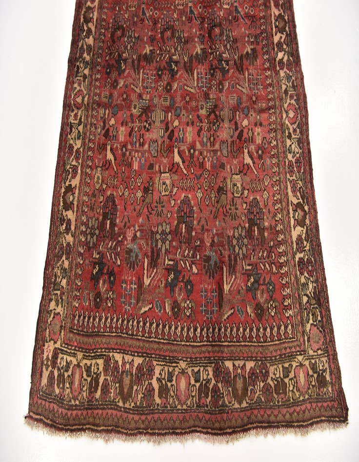 Detail image of  4' 8 x 13'  Hand Knotted Roodbar Persian Wool Runner Rug