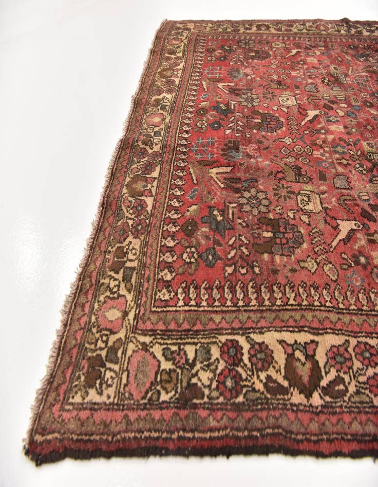 Detail image of  4' 8 x 13'  Hand Knotted Roodbar Persian Wool Runner Rug