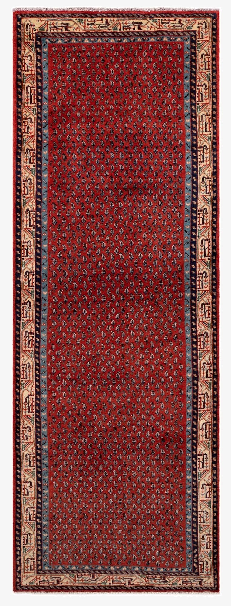  3' 5 x 9' 6  Hand Knotted Sarough Mir Persian Wool Runner Rug