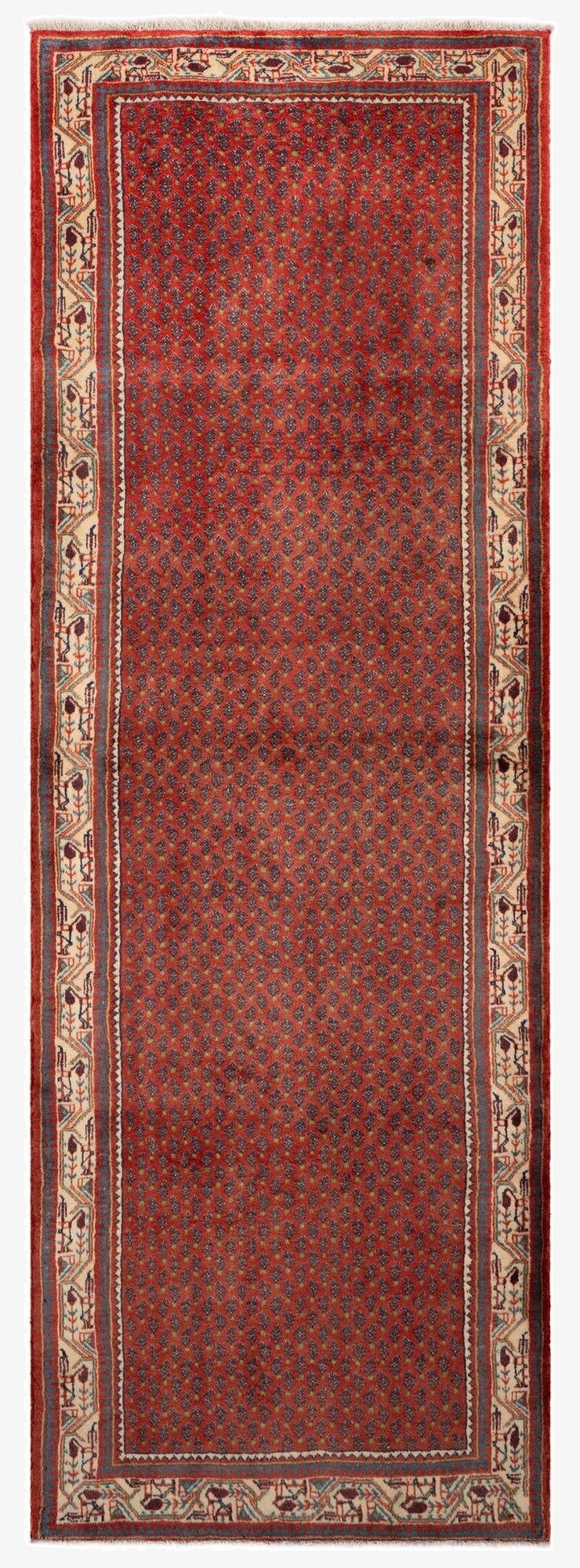  3' 5 x 10' 4  Hand Knotted Sarough Mir Persian Wool Runner Rug