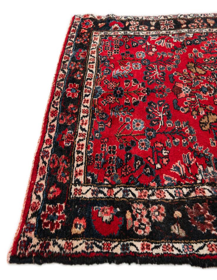 Detail image of  3' 7 x 11' 10  Hand Knotted Sarouk Persian Wool Runner Rug